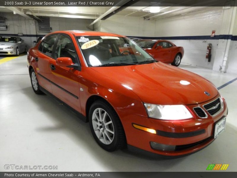 Laser Red / Charcoal Grey 2003 Saab 9-3 Linear Sport Sedan