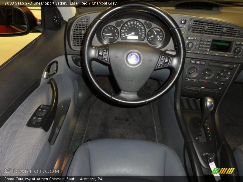 Laser Red / Charcoal Grey 2003 Saab 9-3 Linear Sport Sedan