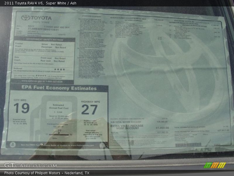  2011 RAV4 V6 Window Sticker