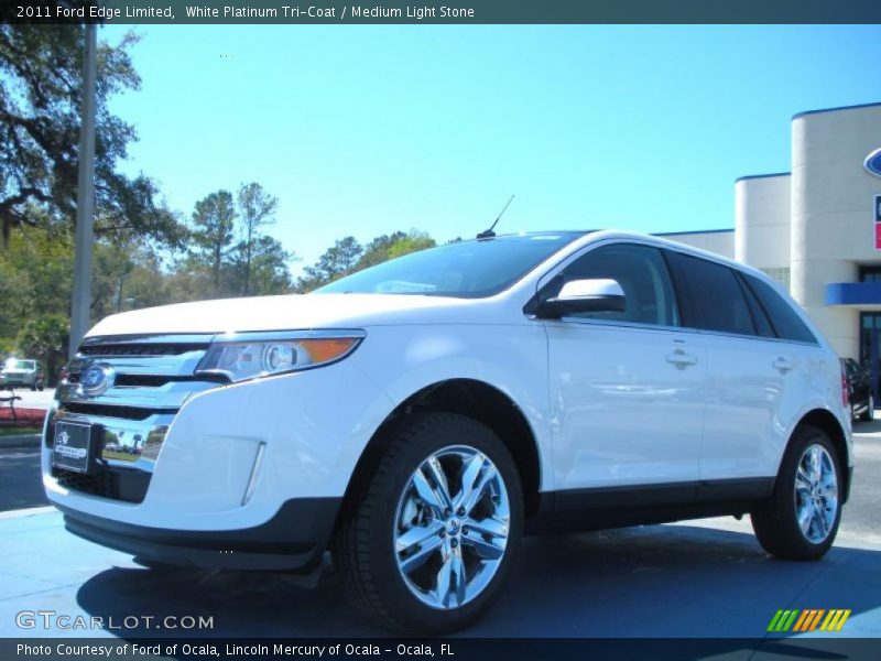 White Platinum Tri-Coat / Medium Light Stone 2011 Ford Edge Limited