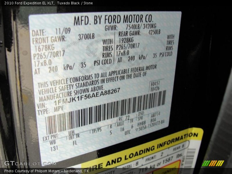 2010 Expedition EL XLT Tuxedo Black Color Code UH