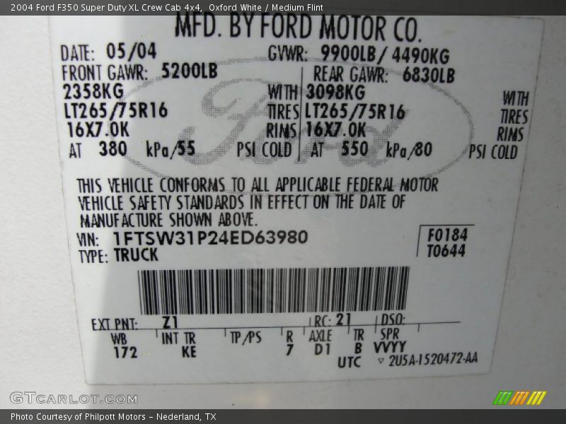 Oxford White / Medium Flint 2004 Ford F350 Super Duty XL Crew Cab 4x4