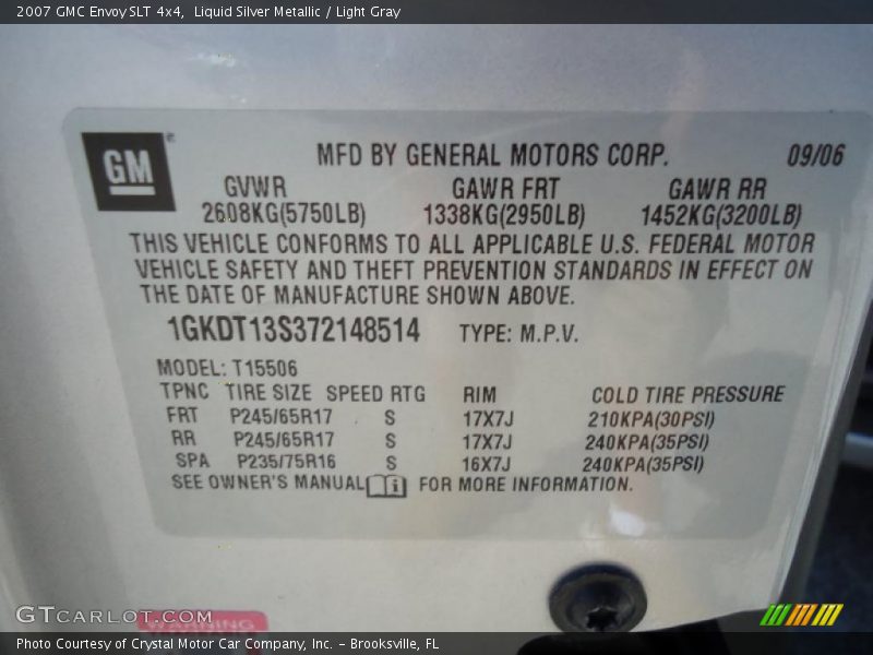Liquid Silver Metallic / Light Gray 2007 GMC Envoy SLT 4x4