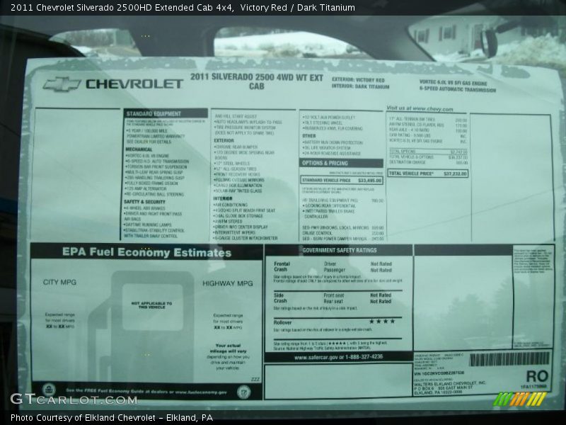  2011 Silverado 2500HD Extended Cab 4x4 Window Sticker