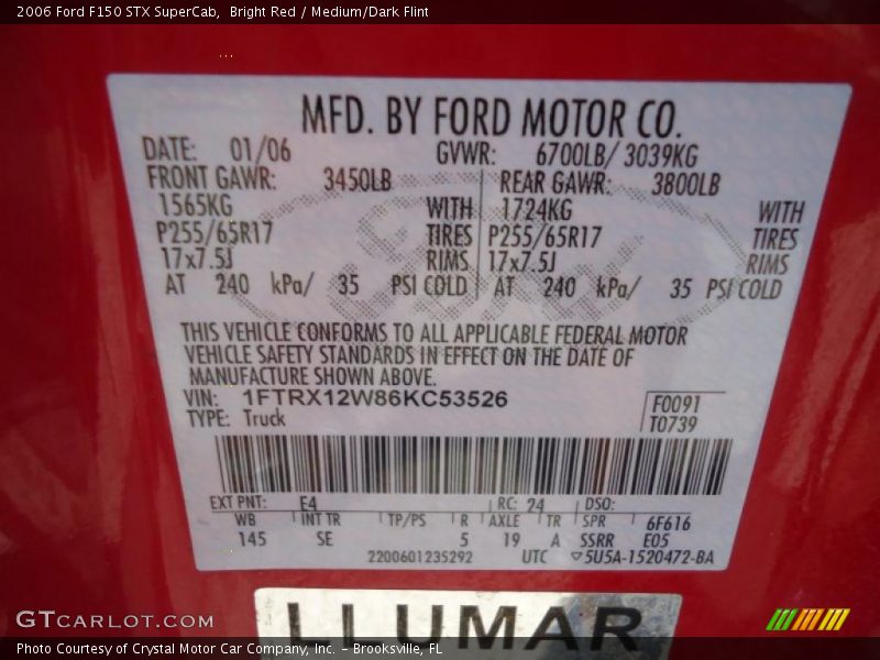 Bright Red / Medium/Dark Flint 2006 Ford F150 STX SuperCab
