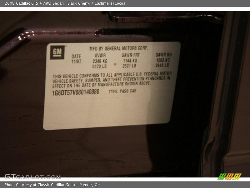 Black Cherry / Cashmere/Cocoa 2008 Cadillac CTS 4 AWD Sedan