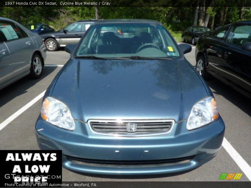 Cyclone Blue Metallic / Gray 1997 Honda Civic DX Sedan
