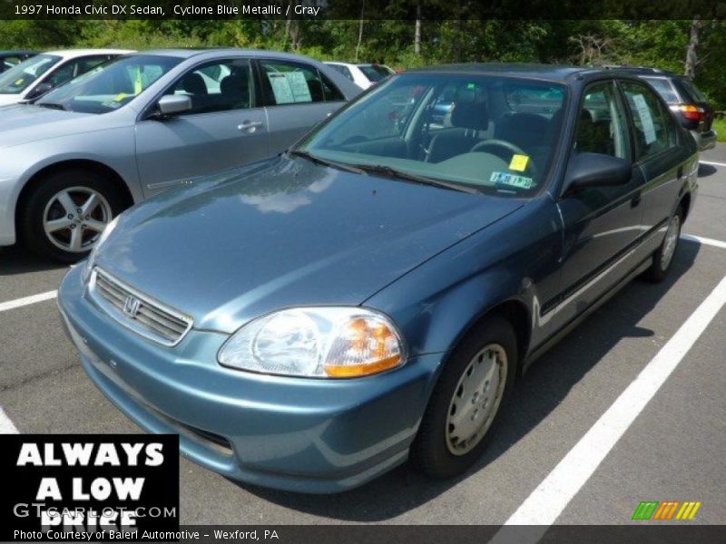 Cyclone Blue Metallic / Gray 1997 Honda Civic DX Sedan