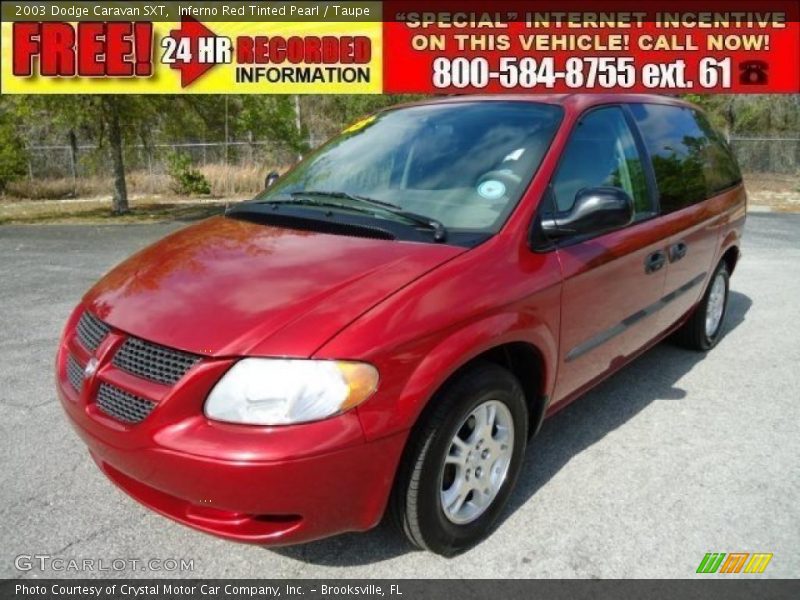 Inferno Red Tinted Pearl / Taupe 2003 Dodge Caravan SXT