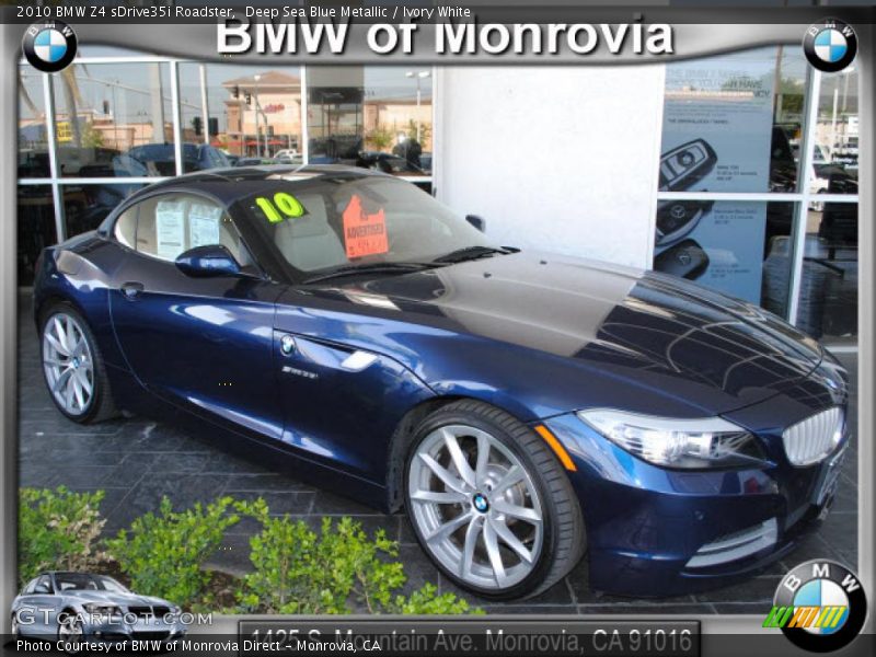 Deep Sea Blue Metallic / Ivory White 2010 BMW Z4 sDrive35i Roadster
