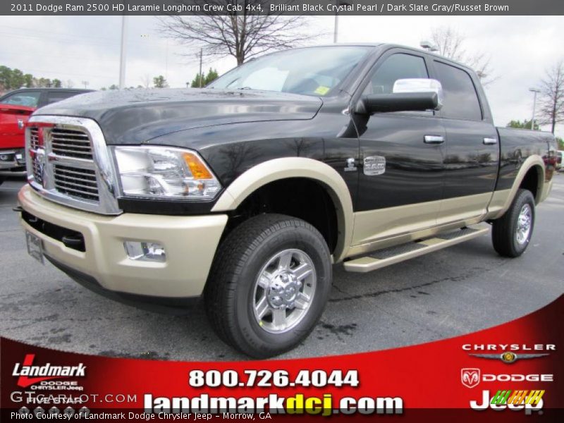 Brilliant Black Crystal Pearl / Dark Slate Gray/Russet Brown 2011 Dodge Ram 2500 HD Laramie Longhorn Crew Cab 4x4