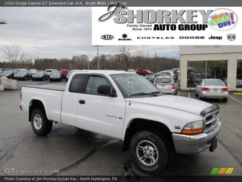 Bright White / Mist Gray 2000 Dodge Dakota SLT Extended Cab 4x4