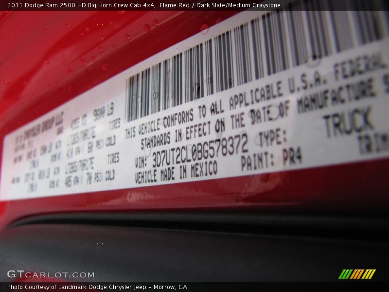 Flame Red / Dark Slate/Medium Graystone 2011 Dodge Ram 2500 HD Big Horn Crew Cab 4x4