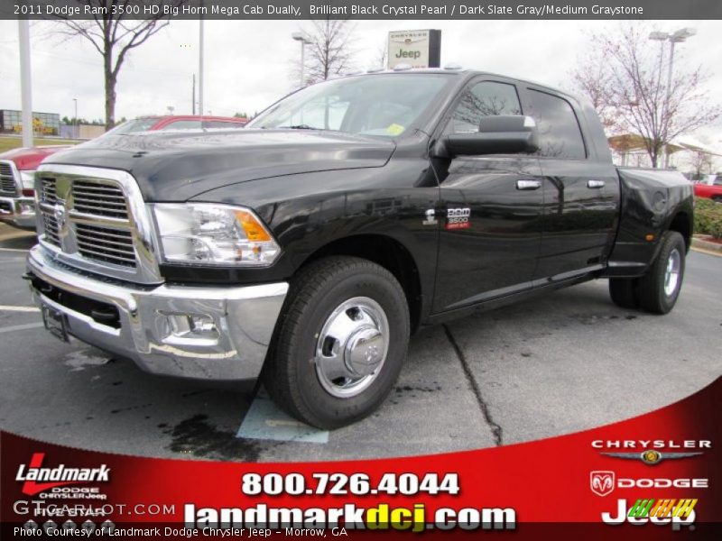 Brilliant Black Crystal Pearl / Dark Slate Gray/Medium Graystone 2011 Dodge Ram 3500 HD Big Horn Mega Cab Dually