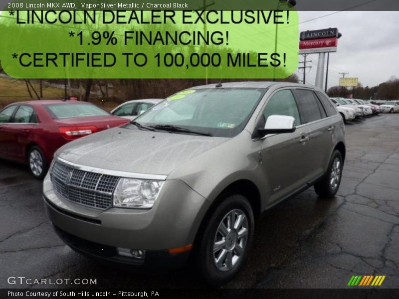 Vapor Silver Metallic / Charcoal Black 2008 Lincoln MKX AWD