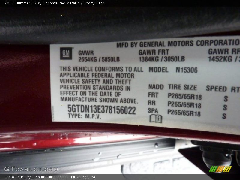 Sonoma Red Metallic / Ebony Black 2007 Hummer H3 X