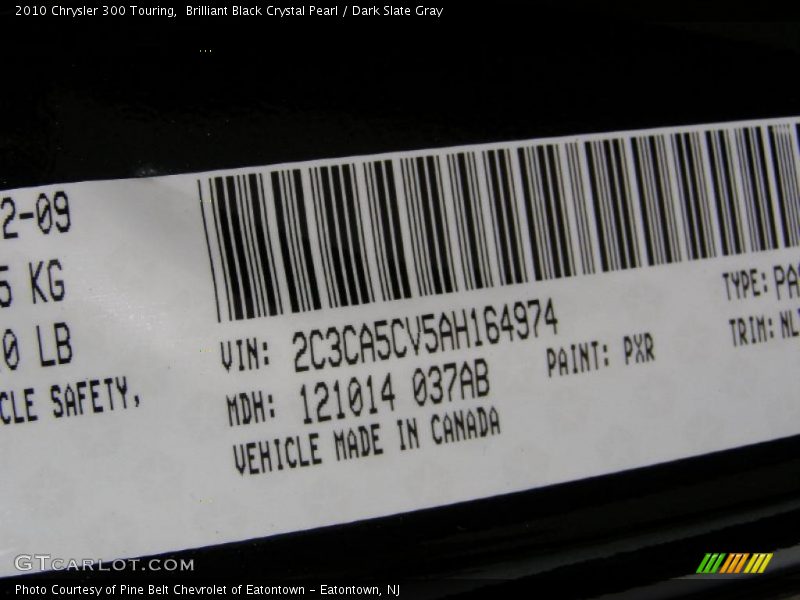 Brilliant Black Crystal Pearl / Dark Slate Gray 2010 Chrysler 300 Touring