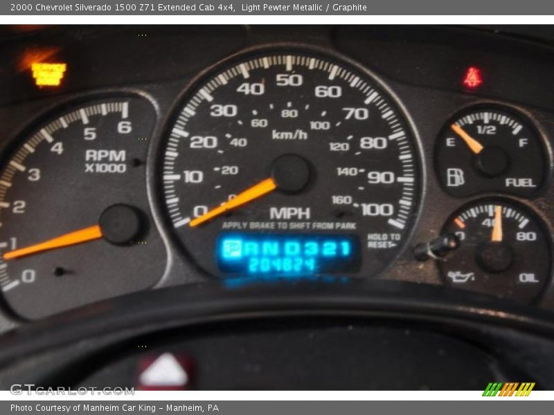 Light Pewter Metallic / Graphite 2000 Chevrolet Silverado 1500 Z71 Extended Cab 4x4