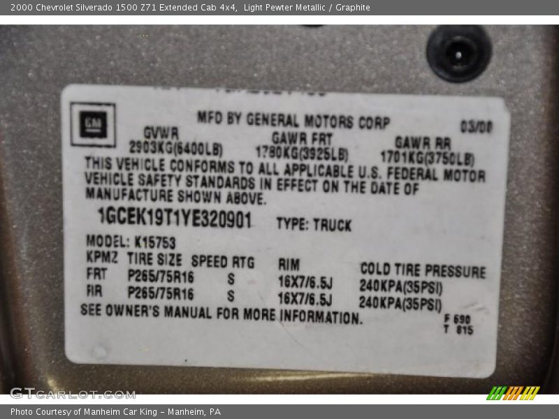 Light Pewter Metallic / Graphite 2000 Chevrolet Silverado 1500 Z71 Extended Cab 4x4