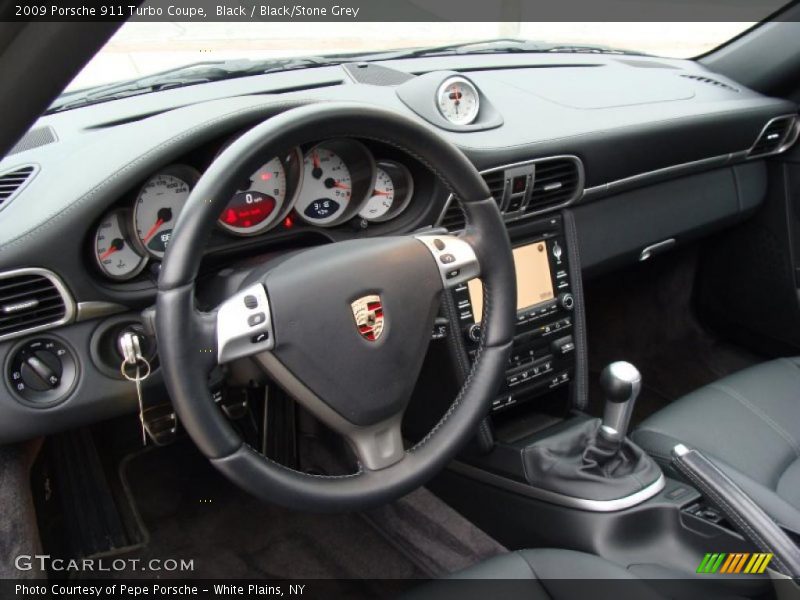 Black / Black/Stone Grey 2009 Porsche 911 Turbo Coupe