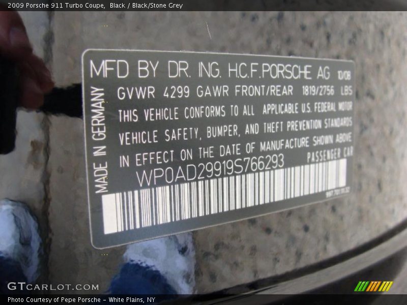 Black / Black/Stone Grey 2009 Porsche 911 Turbo Coupe