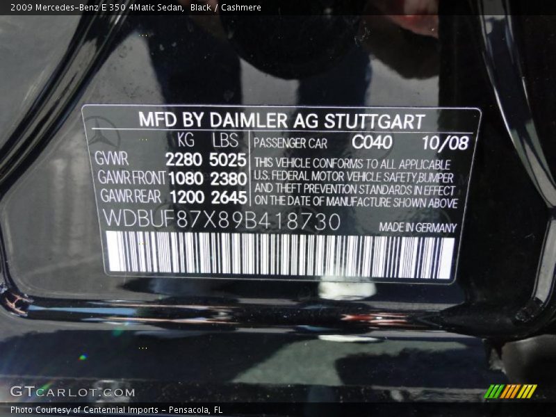 Black / Cashmere 2009 Mercedes-Benz E 350 4Matic Sedan
