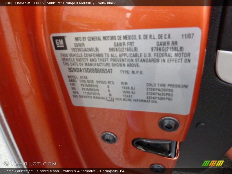 Sunburst Orange II Metallic / Ebony Black 2008 Chevrolet HHR LS