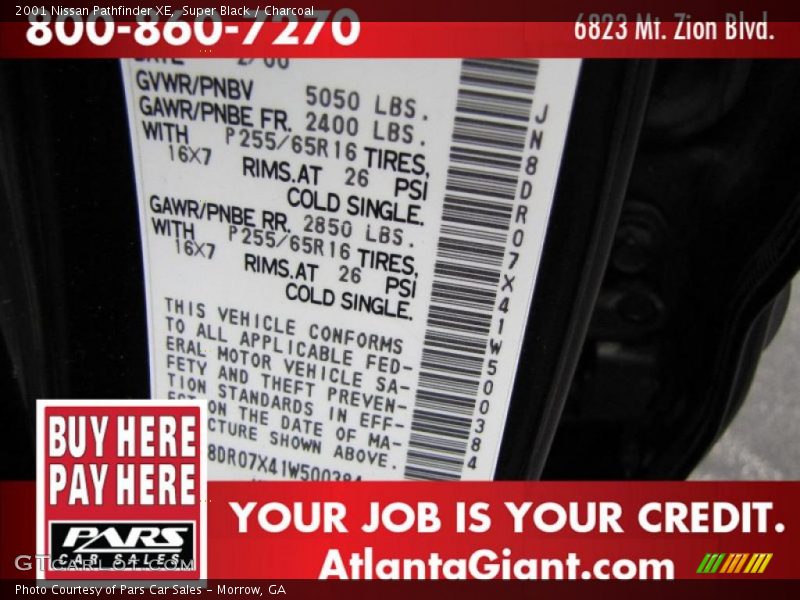 Super Black / Charcoal 2001 Nissan Pathfinder XE
