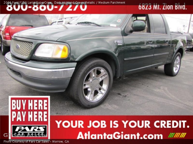 Dark Highland Green Metallic / Medium Parchment 2001 Ford F150 Lariat SuperCrew