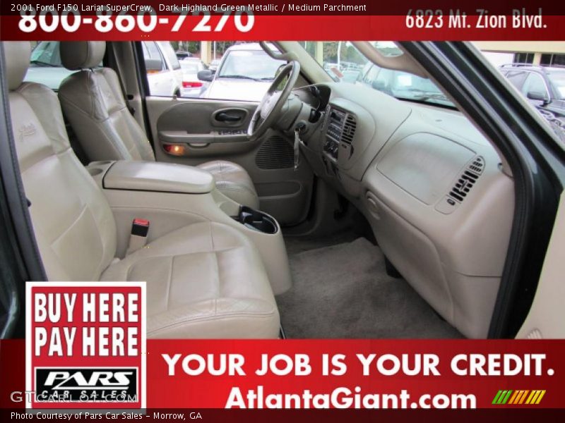 Dark Highland Green Metallic / Medium Parchment 2001 Ford F150 Lariat SuperCrew