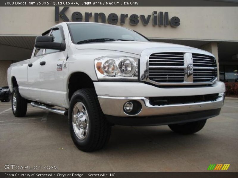 Bright White / Medium Slate Gray 2008 Dodge Ram 2500 ST Quad Cab 4x4