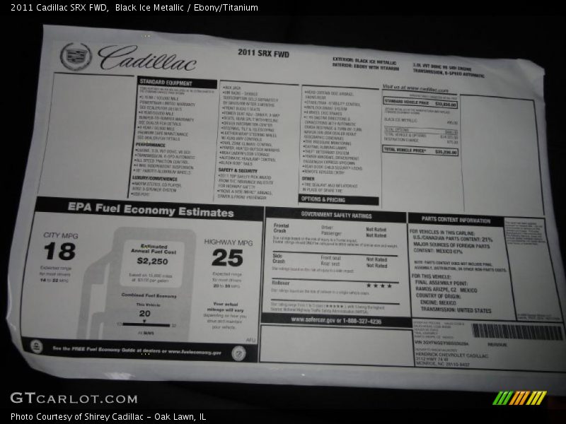 Black Ice Metallic / Ebony/Titanium 2011 Cadillac SRX FWD