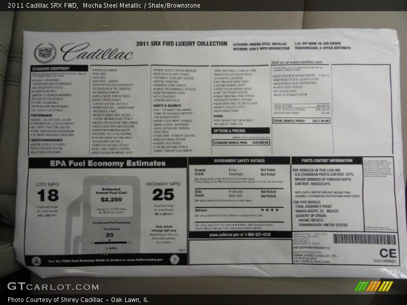 Mocha Steel Metallic / Shale/Brownstone 2011 Cadillac SRX FWD