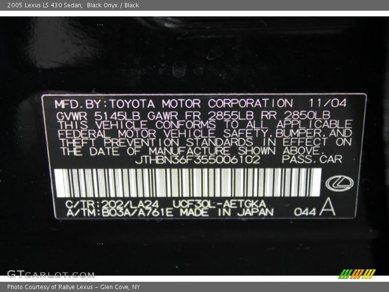 Black Onyx / Black 2005 Lexus LS 430 Sedan