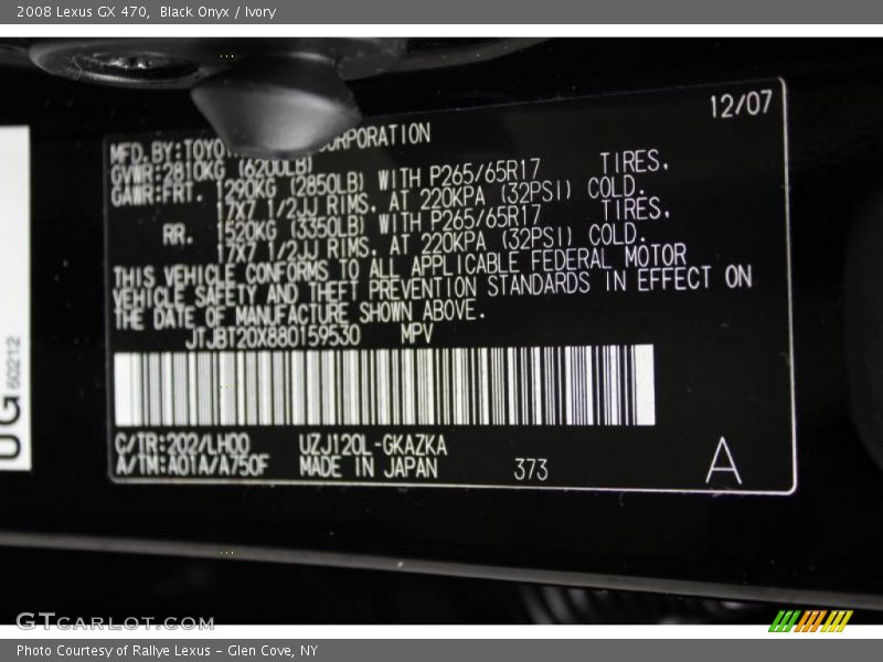Black Onyx / Ivory 2008 Lexus GX 470
