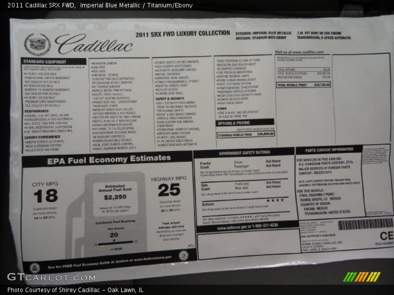 Imperial Blue Metallic / Titanium/Ebony 2011 Cadillac SRX FWD