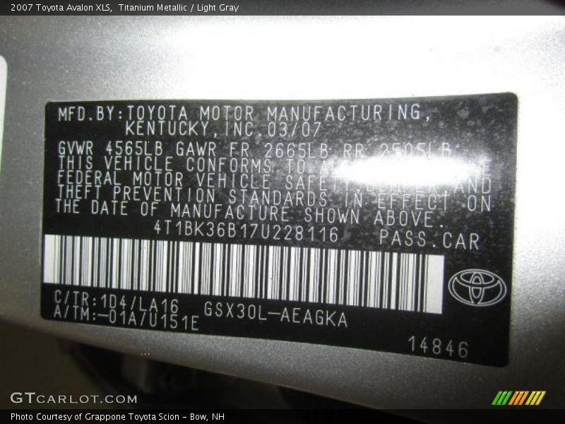 Titanium Metallic / Light Gray 2007 Toyota Avalon XLS