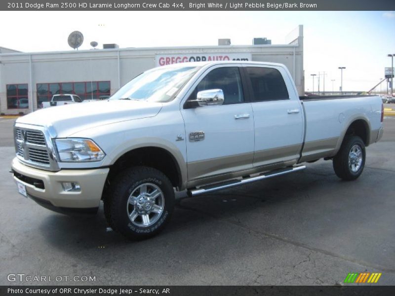 Bright White / Light Pebble Beige/Bark Brown 2011 Dodge Ram 2500 HD Laramie Longhorn Crew Cab 4x4