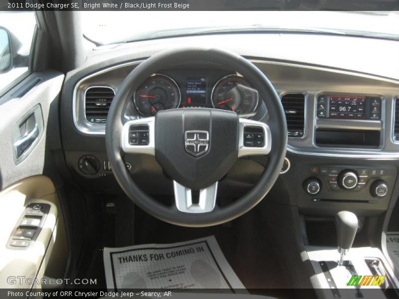 Bright White / Black/Light Frost Beige 2011 Dodge Charger SE