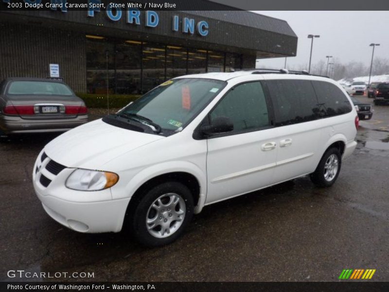 Stone White / Navy Blue 2003 Dodge Grand Caravan Sport