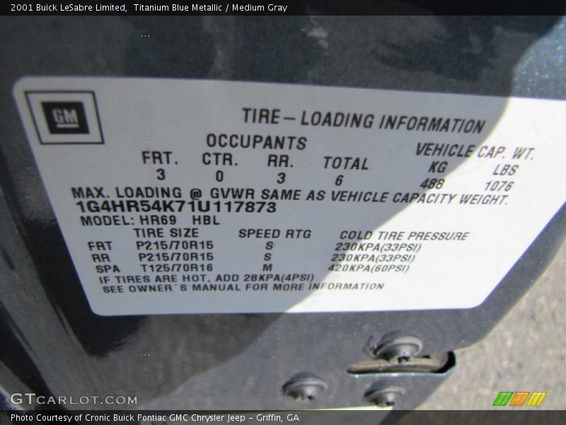 Titanium Blue Metallic / Medium Gray 2001 Buick LeSabre Limited