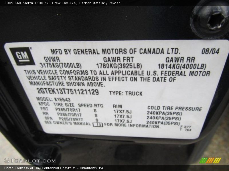Carbon Metallic / Pewter 2005 GMC Sierra 1500 Z71 Crew Cab 4x4