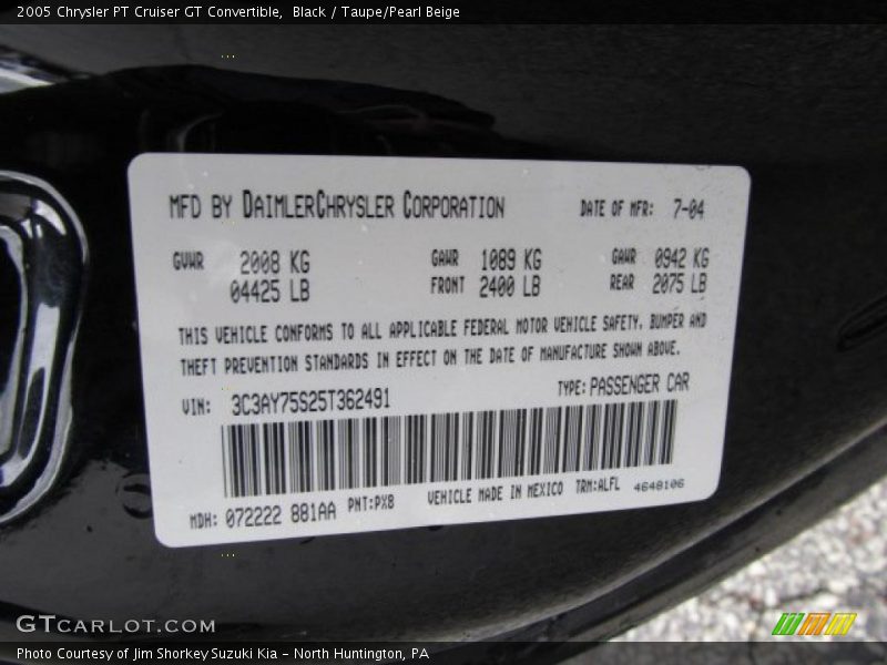 Black / Taupe/Pearl Beige 2005 Chrysler PT Cruiser GT Convertible