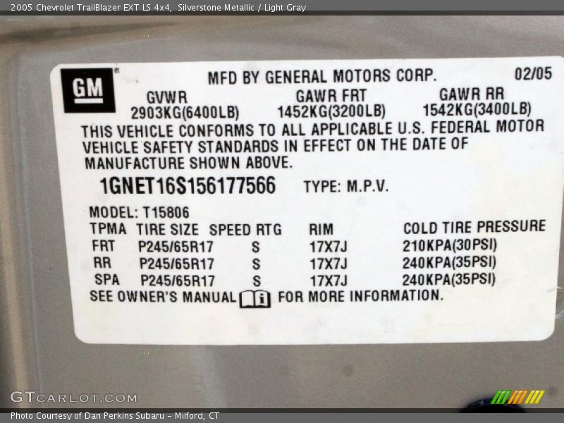 Silverstone Metallic / Light Gray 2005 Chevrolet TrailBlazer EXT LS 4x4