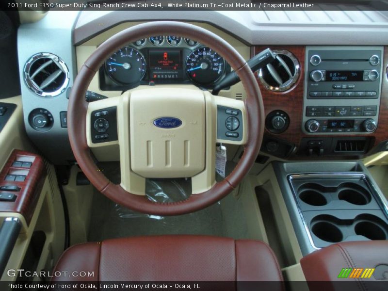 White Platinum Tri-Coat Metallic / Chaparral Leather 2011 Ford F350 Super Duty King Ranch Crew Cab 4x4