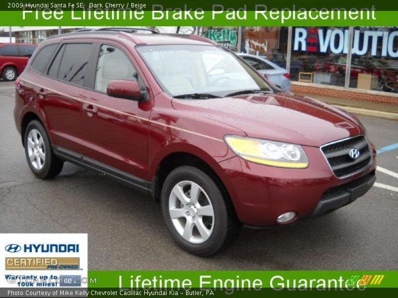 Dark Cherry / Beige 2009 Hyundai Santa Fe SE