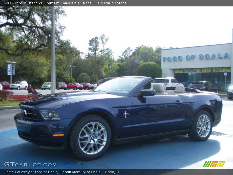 Kona Blue Metallic / Stone 2012 Ford Mustang V6 Premium Convertible