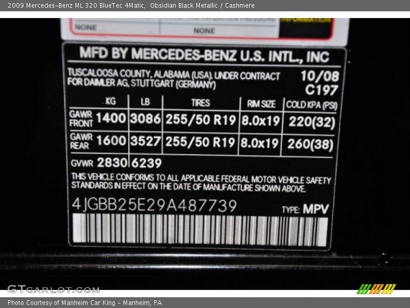 Obsidian Black Metallic / Cashmere 2009 Mercedes-Benz ML 320 BlueTec 4Matic