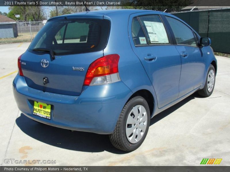 Bayou Blue Pearl / Dark Charcoal 2011 Toyota Yaris 5 Door Liftback