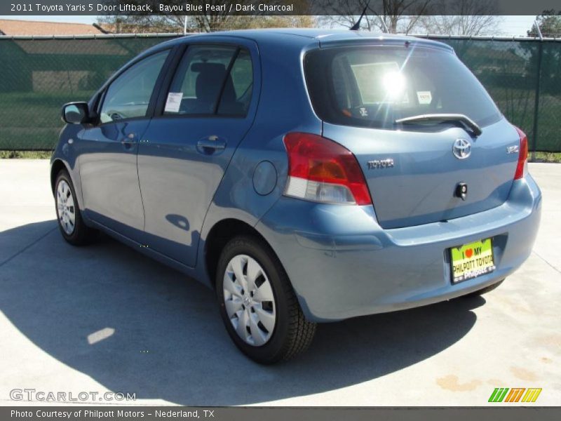 Bayou Blue Pearl / Dark Charcoal 2011 Toyota Yaris 5 Door Liftback